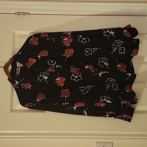 Vintage sheer button down flower patten blouse